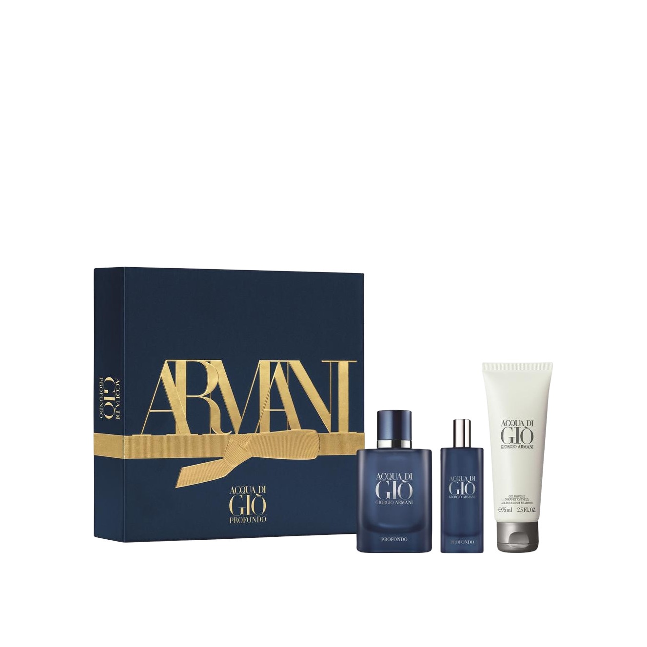 Набор: Acqua di Gio Profondo 40мл + Миниатюра 15мл + Гель для душа 75мл  купить в VISAGEHALL