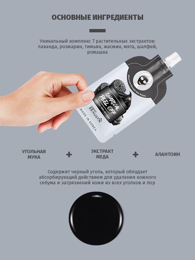 Маска для лица угольная Charcoal Peel Off купить в VISAGEHALL