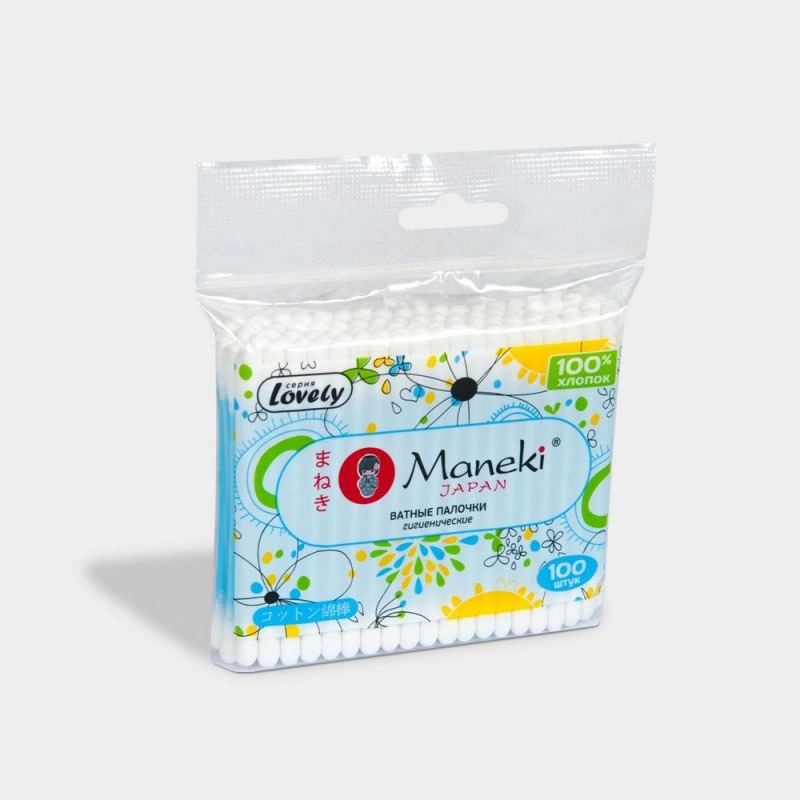 Палочки ватные гигиенические с голубым пластиковым стиком Lovely купить в VISAGEHALL
