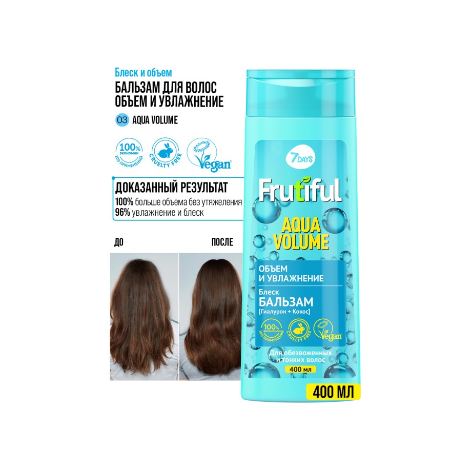 Бальзам для волос объем и увлажнение Aqua Volume Frutiful купить в VISAGEHALL