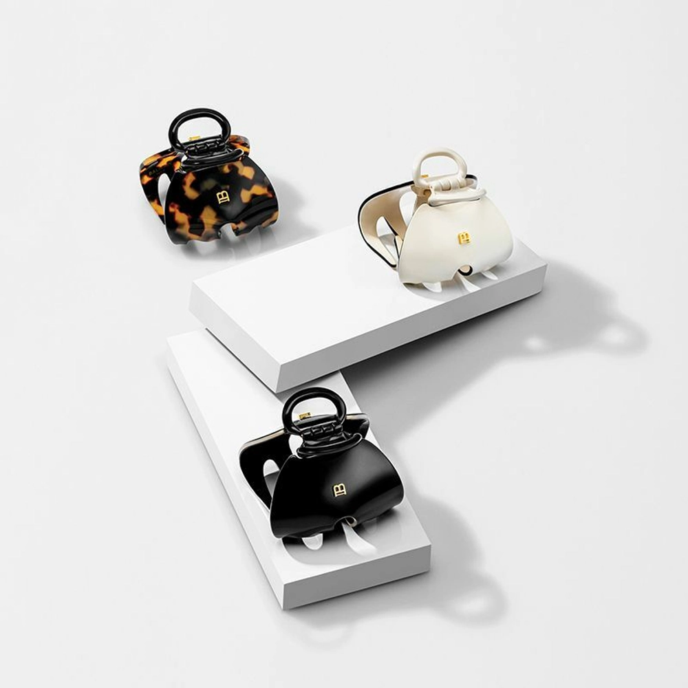 Заколка-краб Империал бело-черная купить в VISAGEHALL