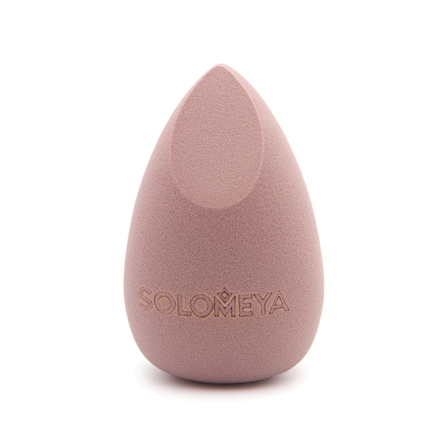 Спонж для макияжа вытянутый с двойным срезом серо-коричневый