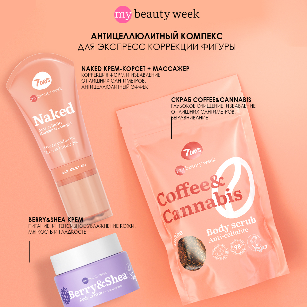 Скраб для тела кофейный антицеллюлитный Coffee&Cannabis My Beauty Week  купить в VISAGEHALL