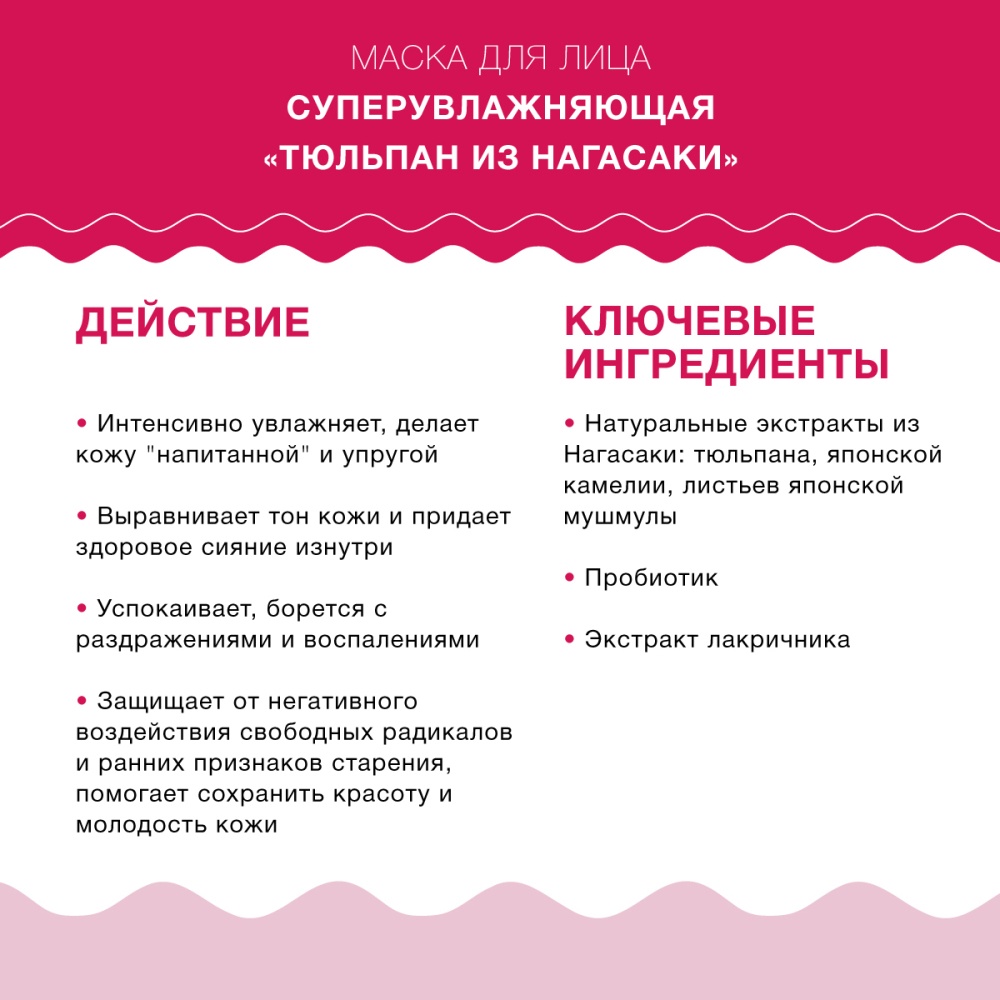 Маска для лица суперувлажняющая «Тюльпан из Нагасаки» Face Mask Tulip купить в VISAGEHALL