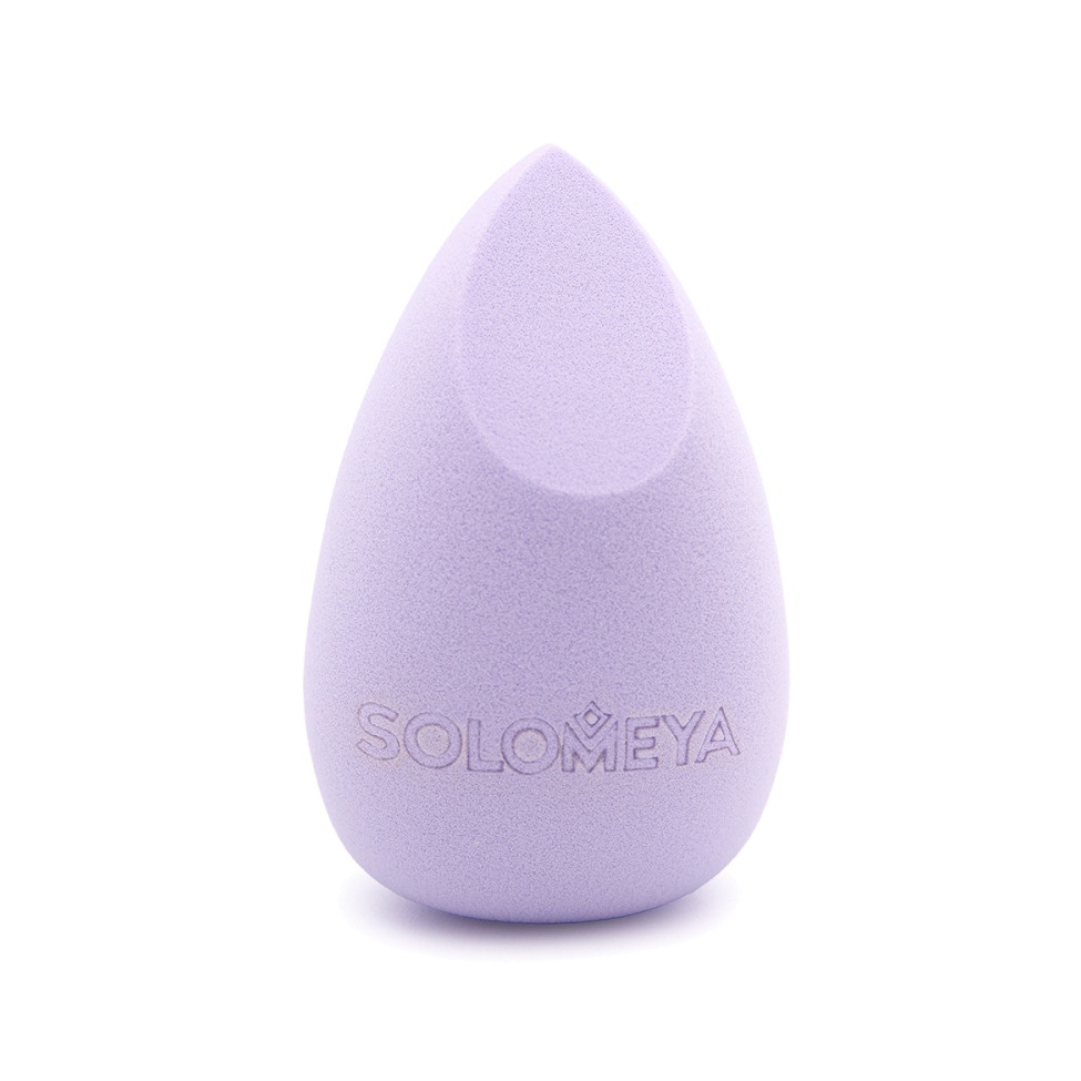 Спонж для макияжа вытянутый с двойным срезом светло-фиолетовый