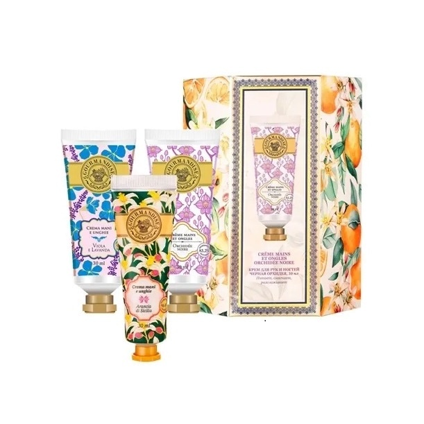Набор кремов для рук Трио- Фиалка Лаванда, Орхидея, Сицилийский апельсин