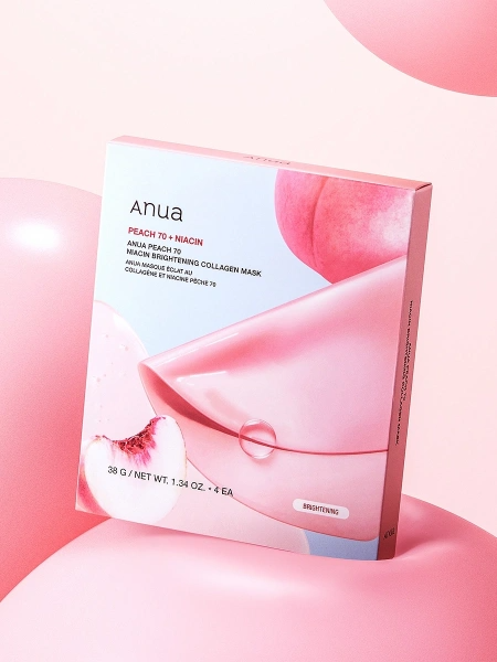 Набор Гидрогелевая маска с экстрактом персика осветляющая Peach Niacin Brightening Collagen Mask купить в VISAGEHALL