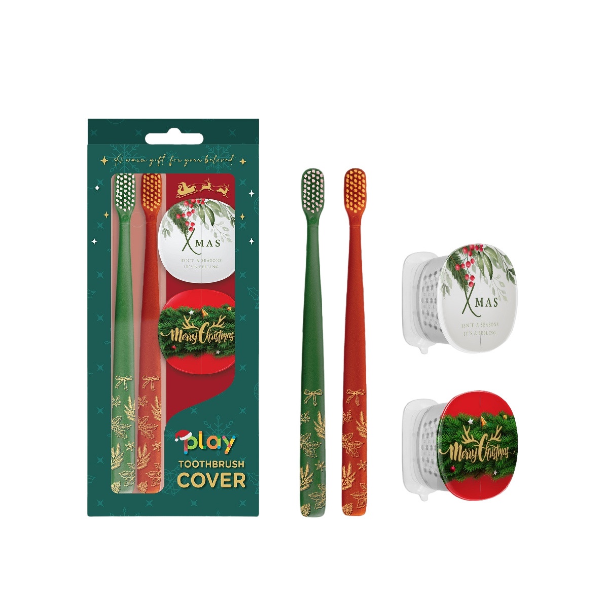 Набор лимитированный новогодний Xmas 2 щетки зеленая + красная купить в VISAGEHALL