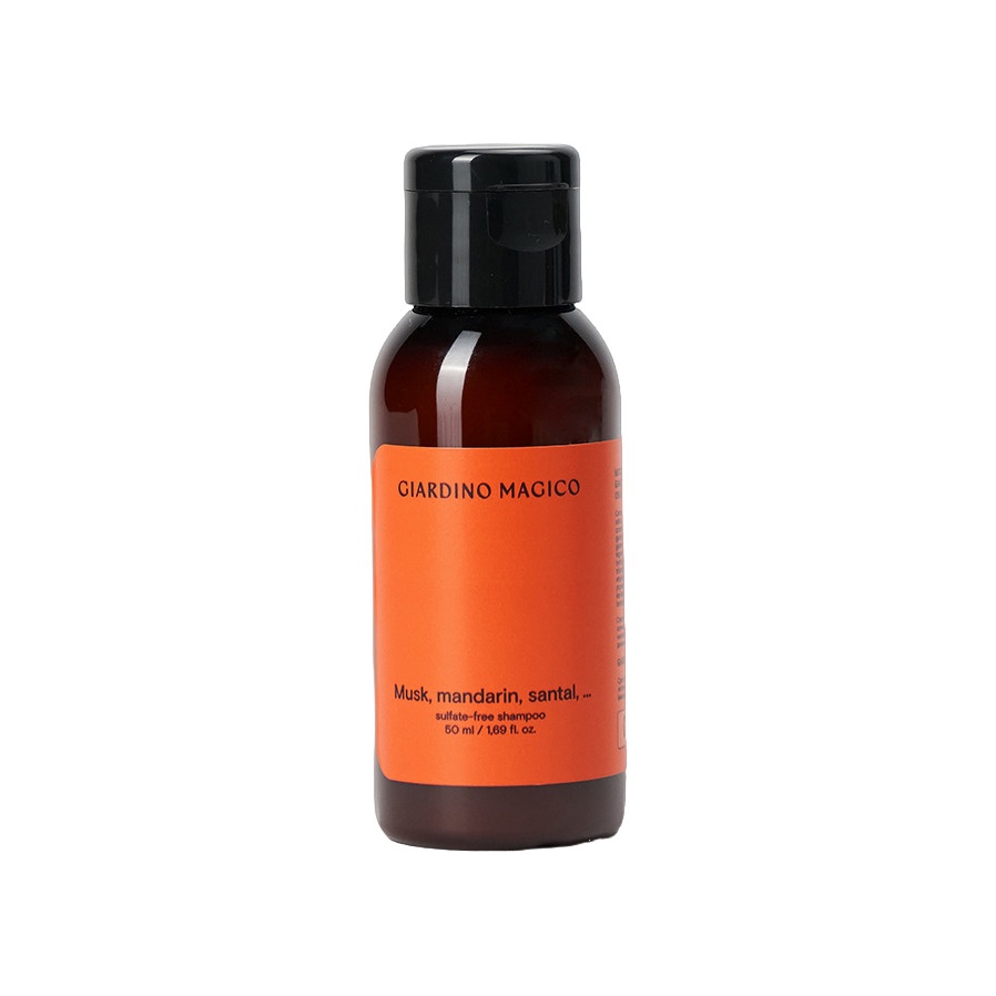 Шампунь бессульфатный с пептидами шелка Musk, mandarin, santal
