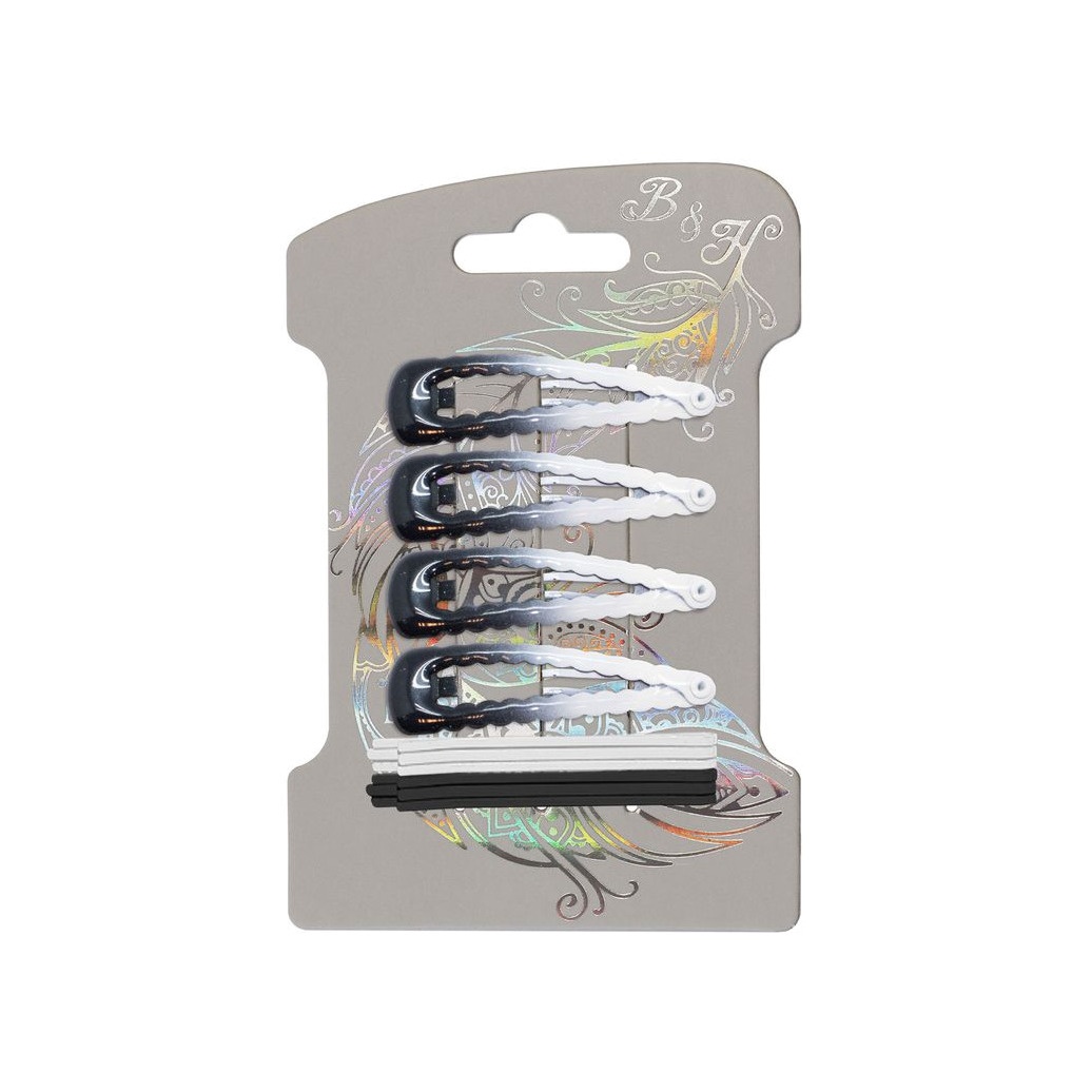 Набор заколок клик-клак и невидимок Белый Серый