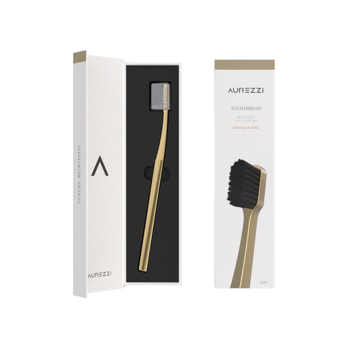 Зубная щетка с щетиной средней жесткости 24K Gold White Medium купить в VISAGEHALL