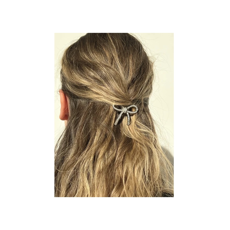 Заколка-бант металлическая Swarovski White Gold Steel Бриллиант Hairpin No1 купить в VISAGEHALL