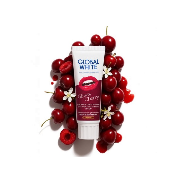 Зубная паста отбеливающая со вкусом спелой вишни Enzyme Whitening Glossy Cherry купить в VISAGEHALL