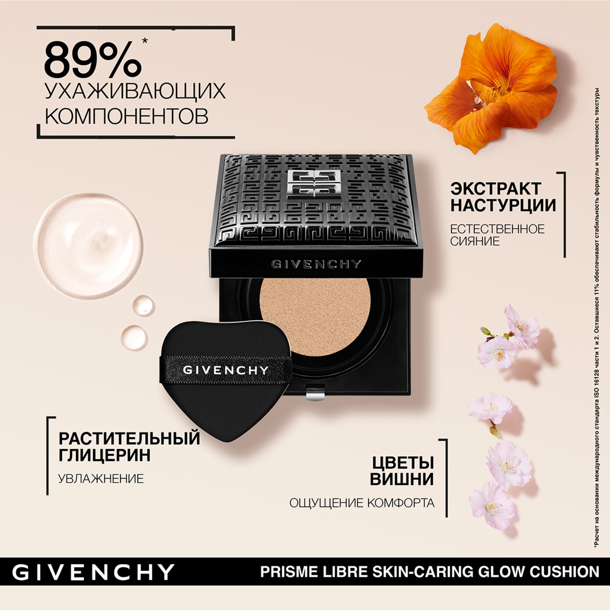Ухаживающий тональный кушон для лица Prisme Libre Skin-Caring Glow Cushion SPF45/PA+++
