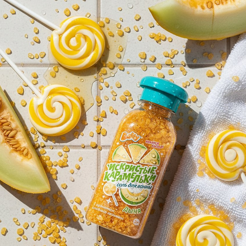 Соль для ванны Искристые Карамельки Дыня купить в VISAGEHALL