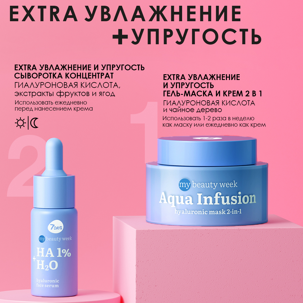 Маска для лица увлажняющая с гиалуроновой кислотой 2-в-1 Aqua Infusion My Beauty Week купить в VISAGEHALL