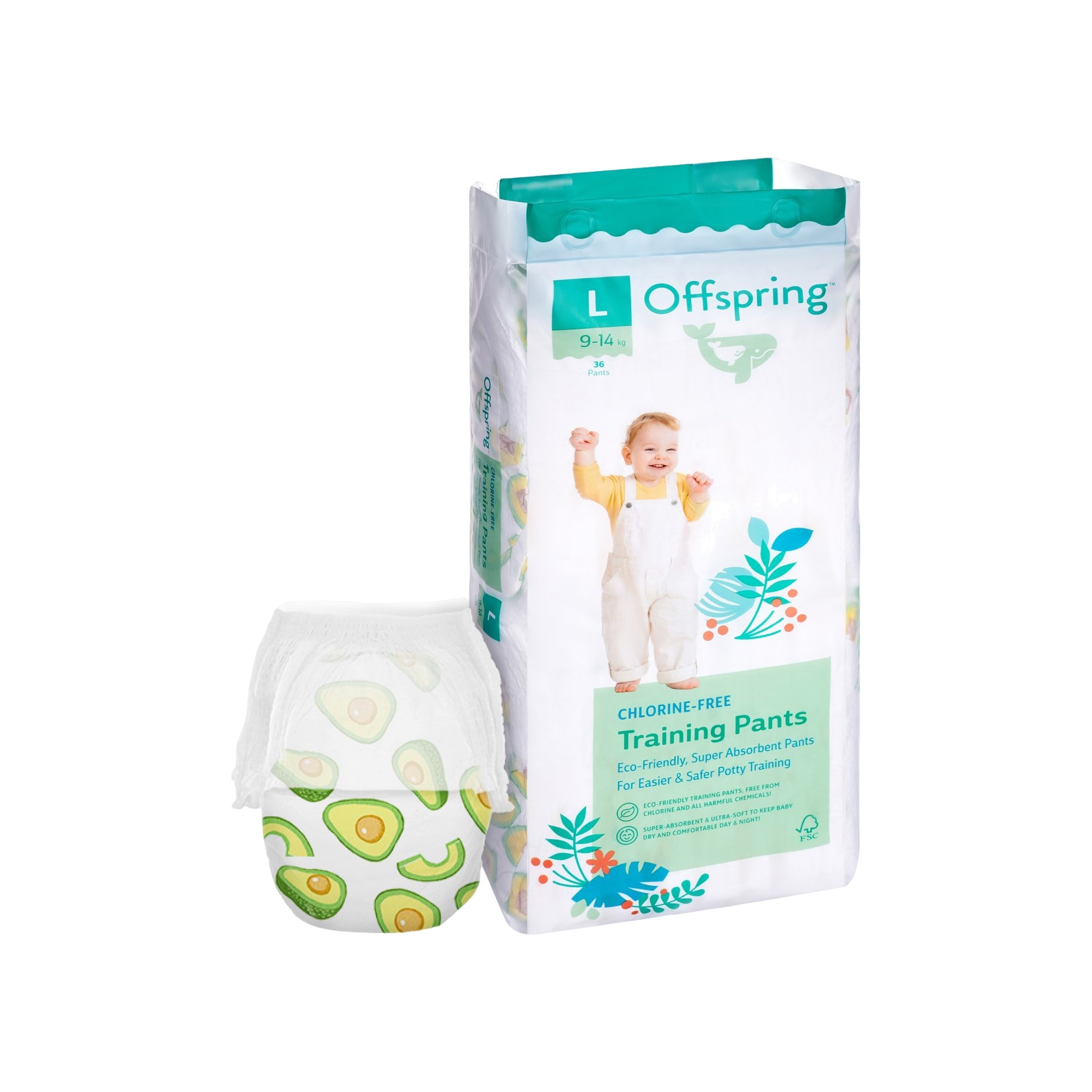 Трусики-подгузники Авокадо L 9-14кг 36 шт купить в VISAGEHALL