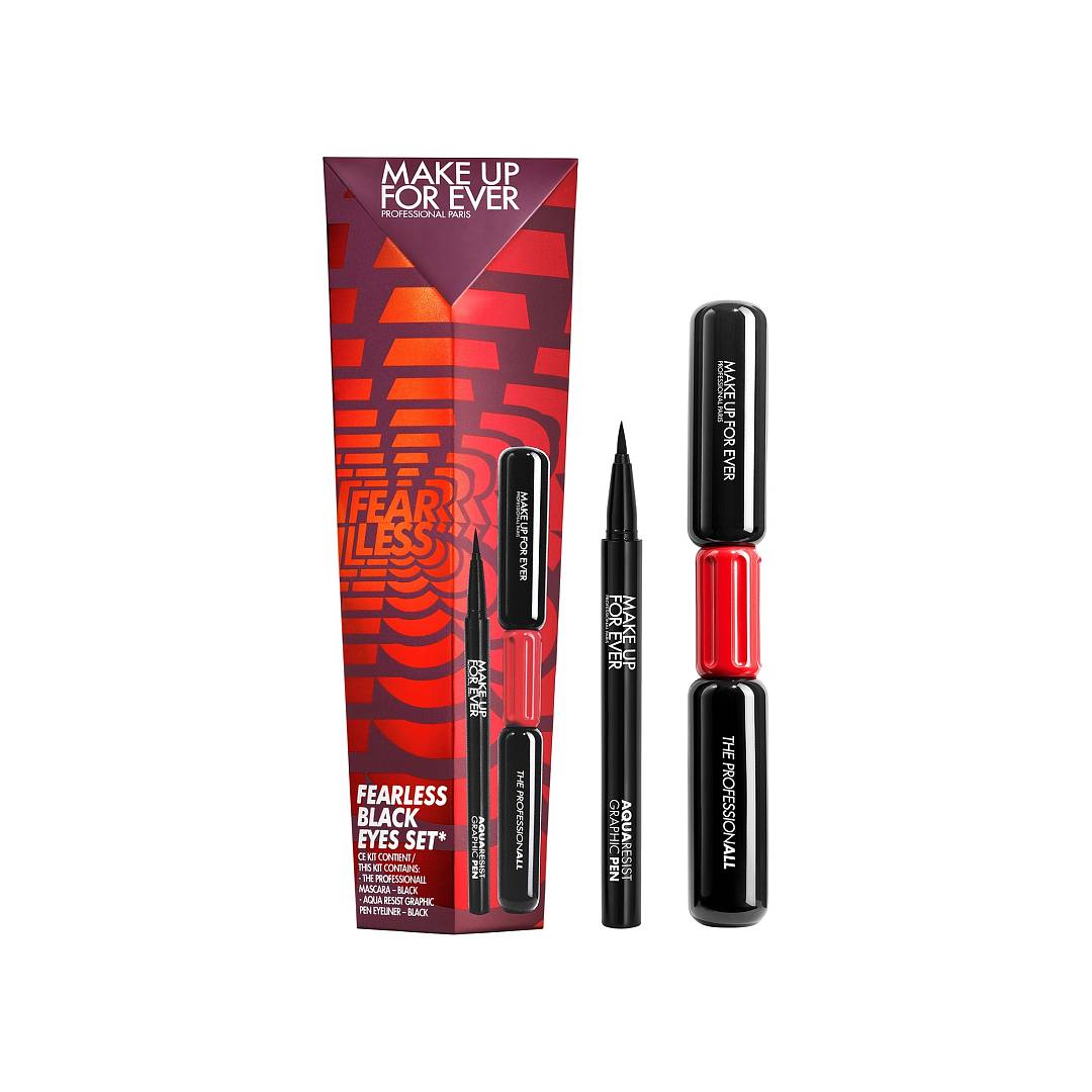 Набор: Водостойкий лайнер Aqua Resist Graphic Pen, 0,52мл, 01+Двусторонняя черная тушь для ресниц