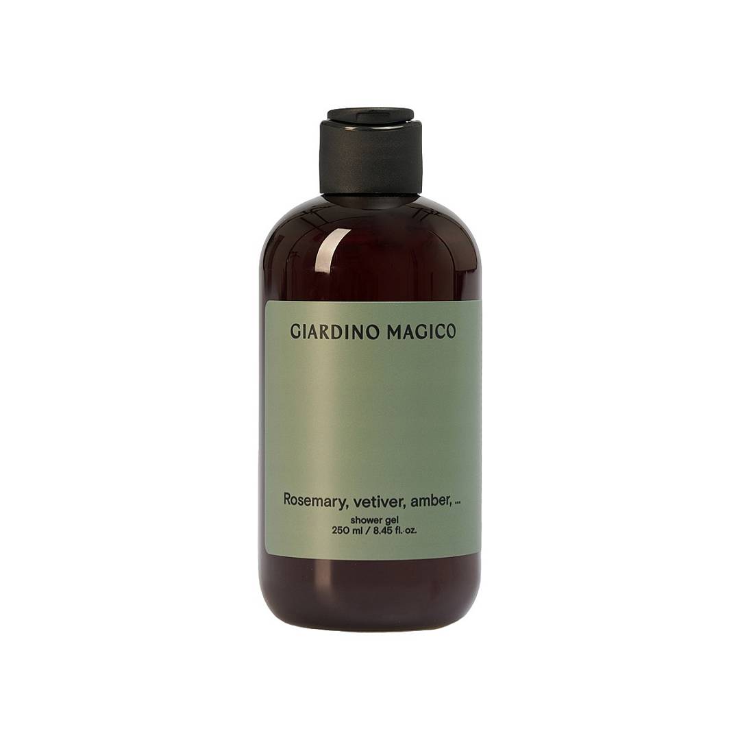 Гель для душа бессульфатный с микрогранулами кремния Rosemary, vetiver, amber