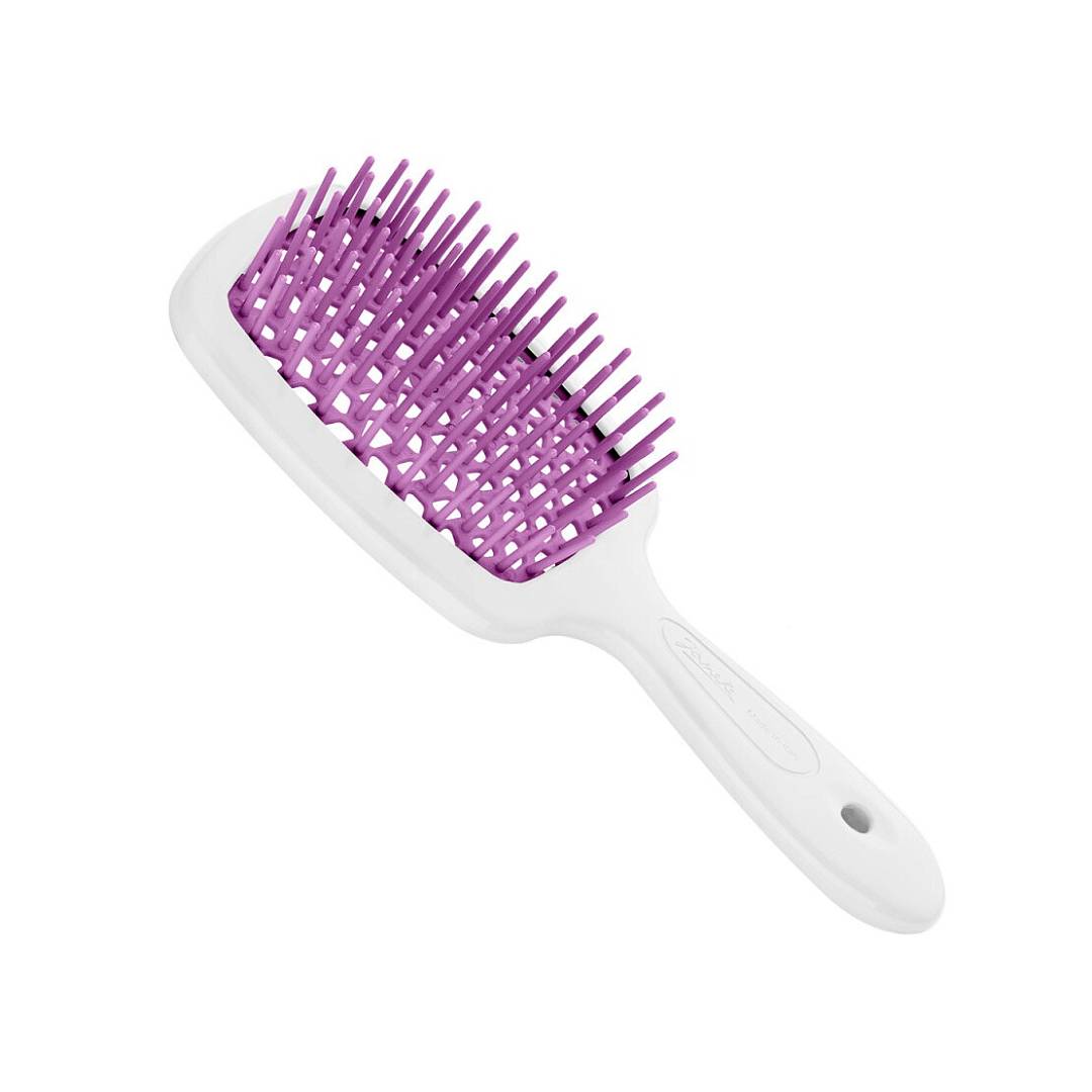 Щетка для волос пластиковая белая, фиолетовая Superbrush