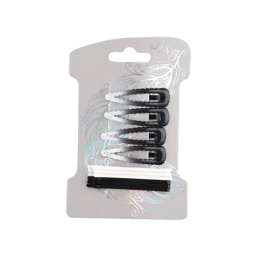 Набор заколок клик-клак и невидимок Белый Черный