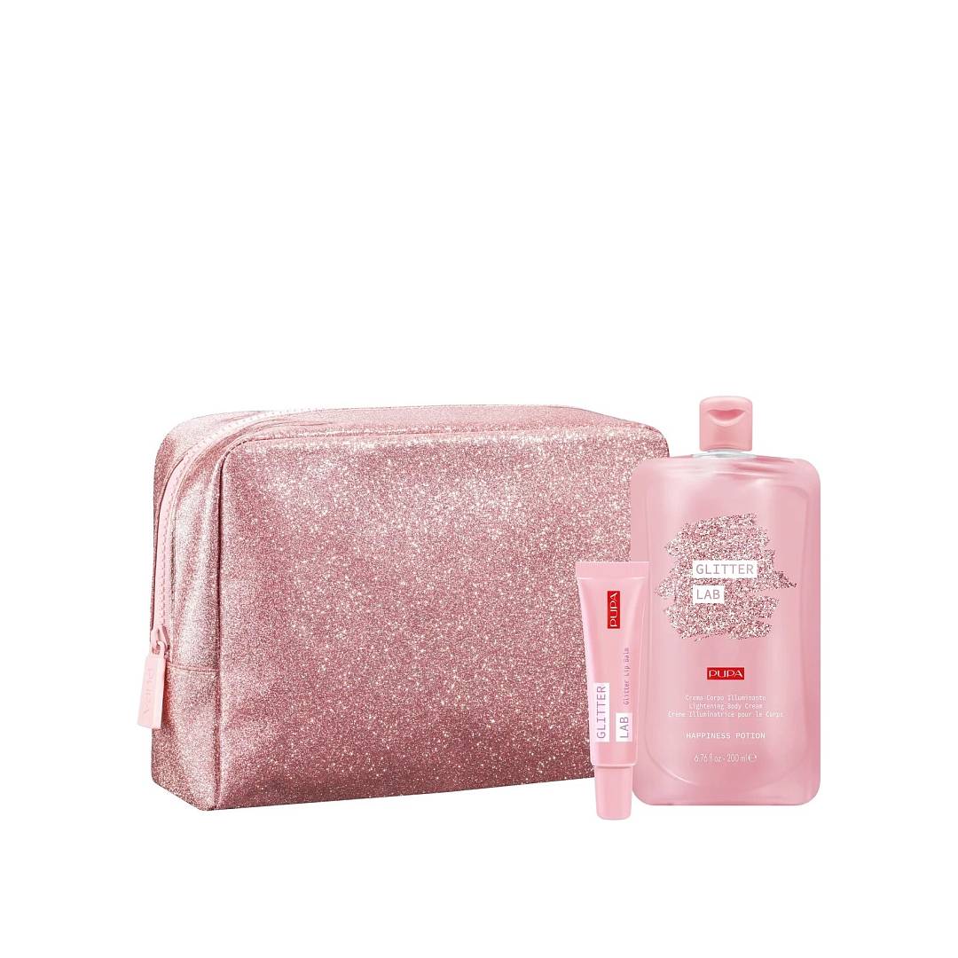 Набор Glitter Lab Happiness Potion: Крем для тела 200мл + Бальзам для губ 15мл + Косметичка