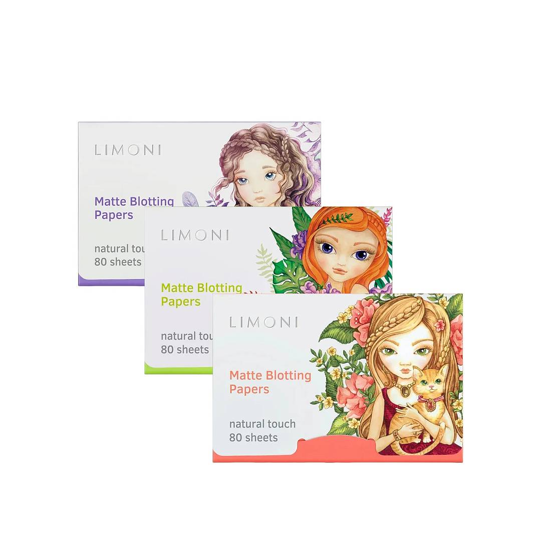 Салфетки матирующие для лица Matte Blotting Papers green+lilac+pink