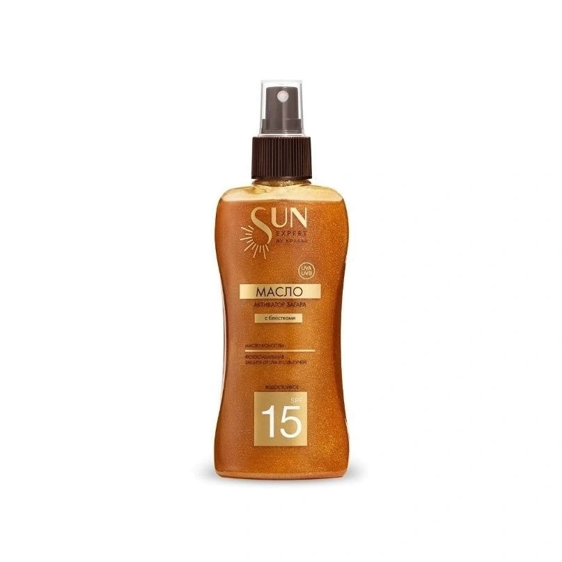Sun Expert Масло-активатор загара с блестками SPF15